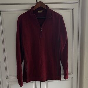 Tommy Bahama Reversible Thermal 1/4 Zip Pullover Sweater Brick Red Mens Medium